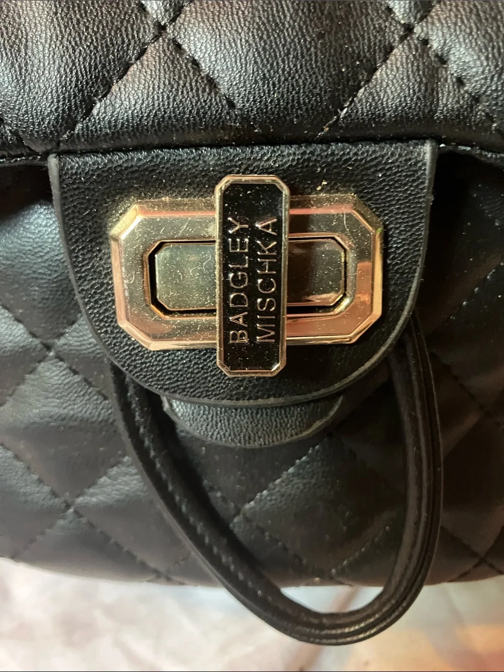 Black Quilted Chain-Handle Backpack Purse - Brand: Badgley Mischka